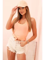 Dámská top na ramínkách z bavlny s kulatým výstřihem lososová Dámská top na ramínkách z bavlny s kulatým výstřihem lososová