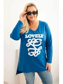 Dámská blůza Plus Size bavlněná s nápisem a výstřihem do V model 21399891 - K-Fashion