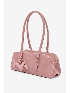 Kabelka z imitace semiše s přívěskem růžová model 22111596 - Flora&Co