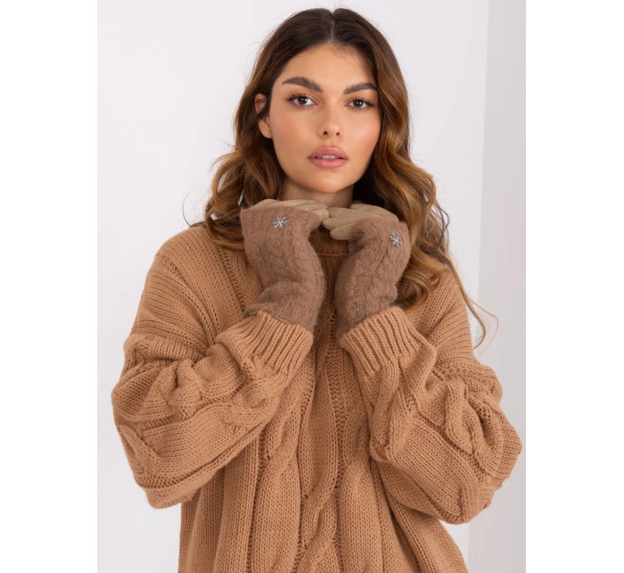 Rękawiczki AT RK model 19328268 ciemny bezowy - FPrice Rękawiczki AT RK model 19328268 ciemny bezowy - FPrice