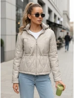 Dámská prošívaná bunda s kapucí světle šedá FashionStreet TY5535 Dámská prošívaná bunda s kapucí světle šedá FashionStreet TY5535