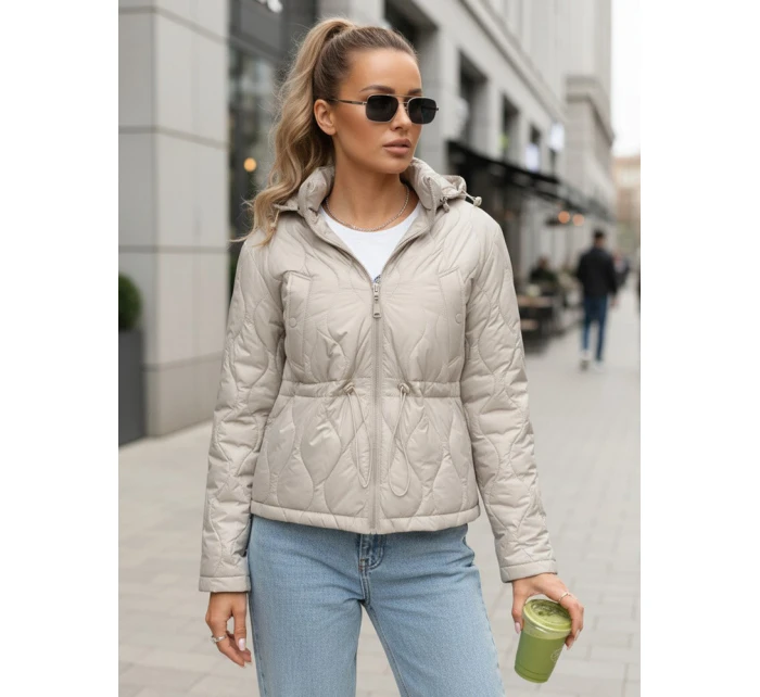 Dámská prošívaná bunda s kapucí světle šedá FashionStreet TY5535 Dámská prošívaná bunda s kapucí světle šedá FashionStreet TY5535