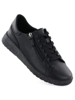 Dámské zvýšené kožené polobotky černé Jezzi 138