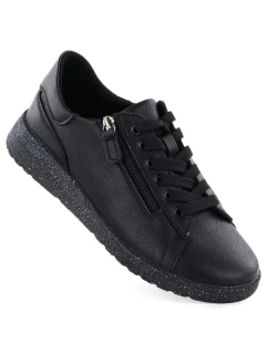 Dámské zvýšené kožené polobotky černé Jezzi 138