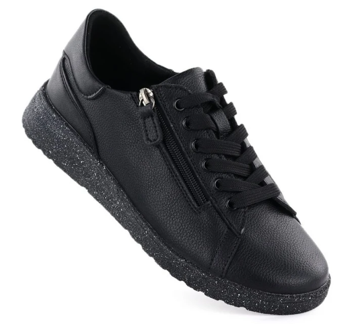 Dámské zvýšené kožené polobotky černé Jezzi 138