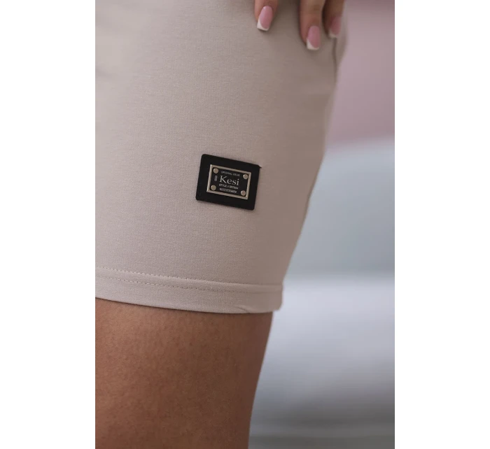 Šaty s vázaným výstřihem béžový