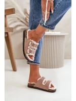 Dámské Pantofle S Přezkami A Kožíškem Béžové Ezilena Dámské Pantofle S Přezkami A Kožíškem Béžové Ezilena