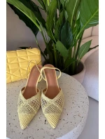 Sandály z pleteniny na podpatku žluté model 21919230 - Boto