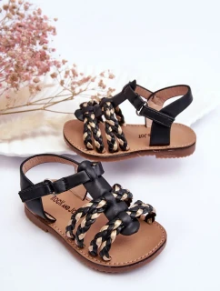 Dětské sandály na suchý zip s pruhy Černá Sammy