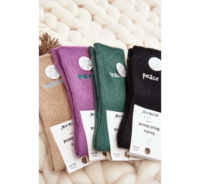 Dámské teplé ponožky s růžovým nápisem Dámské teplé ponožky s růžovým nápisem