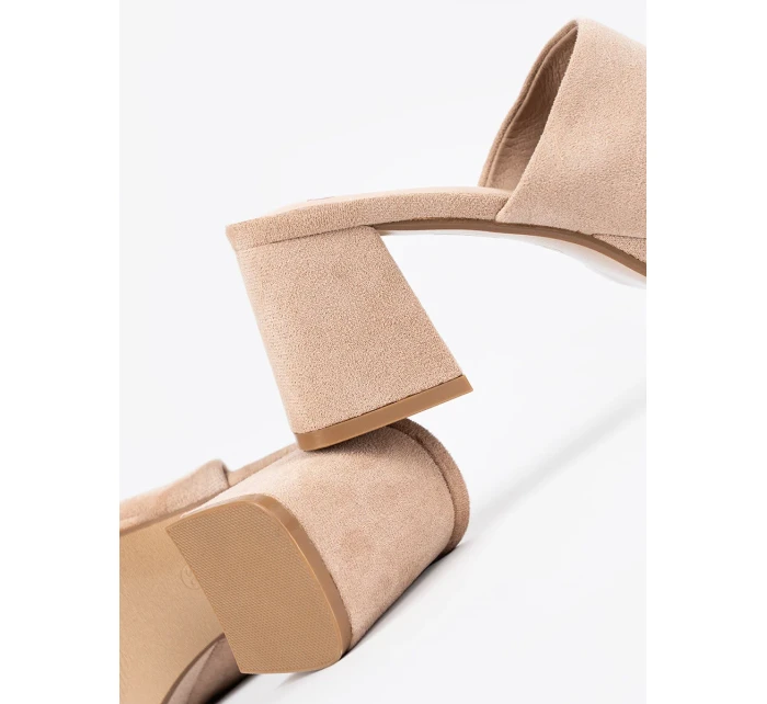 Krásné  nazouváky hnědé dámské na širokém podpatku