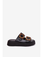 Eko Kožené Sandály Dámské Na Platformě S Přezkami Černé model 21699641 - Boto Eko Kožené Sandály Dámské Na Platformě S Přezkami Černé model 21699641 - Boto