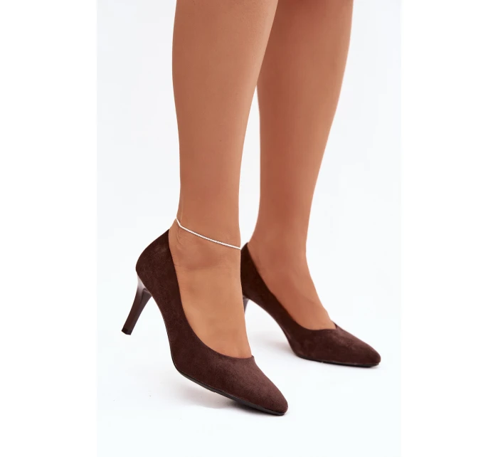 Eko semišové lodičky model 21821736 čokoládové - SERGIO LEONE Eko semišové lodičky model 21821736 čokoládové - SERGIO LEONE