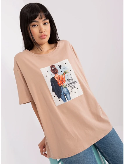T shirt LK TS model 18741284 beżowy - FPrice T shirt LK TS model 18741284 beżowy - FPrice