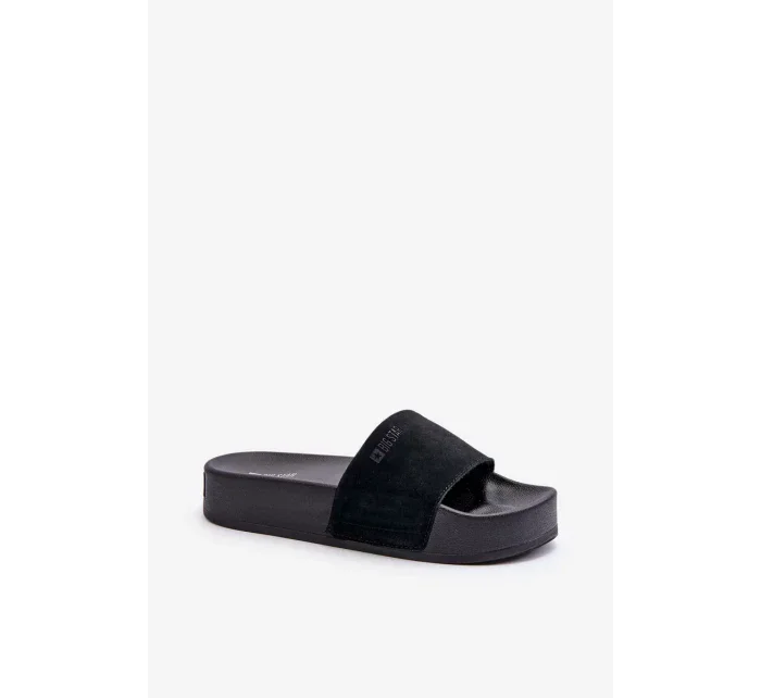 Dámské semišové pantofle na platformě Big Star Černá Dámské semišové pantofle na platformě Big Star Černá