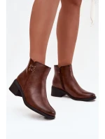 Dámské botky Delmira – hnědé, zateplené, na podpatku typu “klocek”