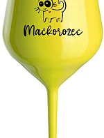 SOM MAČKONALÁ. MAČKOROŽEC - žltý nerozbitný pohár na víno 470 ml