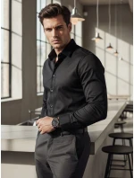 Pánská elegantní hladká černá košile SLIM FIT FashionStreet DX2599