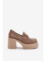 Zazoo 20170 Dámské Semišové Polobotky na Podpatku Beige