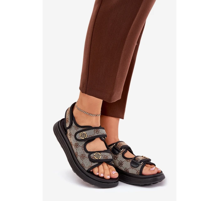 Dámské Vzorované Textilní Sandály Se Zlatými model 21688030 - Boto Dámské Vzorované Textilní Sandály Se Zlatými model 21688030 - Boto