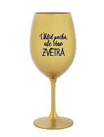 ÚKLID POČKÁ, ALE VÍNO ZVĚTRÁ - zlatá sklenice na víno 350 ml ÚKLID POČKÁ, ALE VÍNO ZVĚTRÁ - zlatá sklenice na víno 350 ml