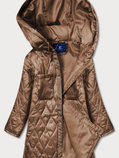 Hnědá prošívaná dámská oversize bunda s kapucí model 17032498 - Ann Gissy