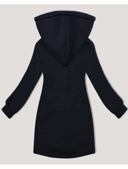 Tmavě modrá dlouhá dámská mikina se stojáčkem a kapucí model 21253698 - LHD