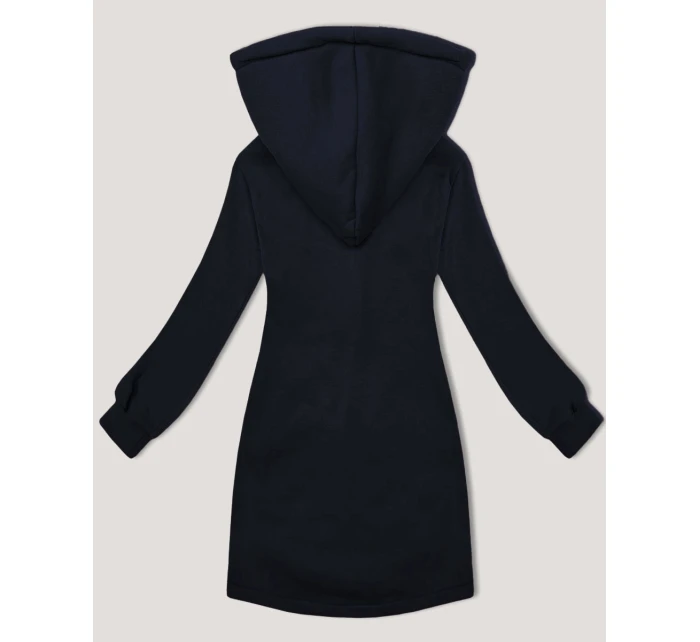 Tmavě modrá dlouhá dámská mikina se stojáčkem a kapucí model 21253698 - LHD