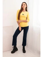 Dámská pruhovaná blůza s 3/4 rukávy a ozdobnou nášivkou žlutá Dámská pruhovaná blůza s 3/4 rukávy a ozdobnou nášivkou žlutá
