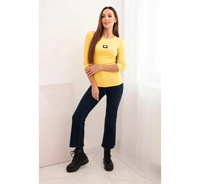 Dámská pruhovaná blůza s 3/4 rukávy a ozdobnou nášivkou žlutá Dámská pruhovaná blůza s 3/4 rukávy a ozdobnou nášivkou žlutá