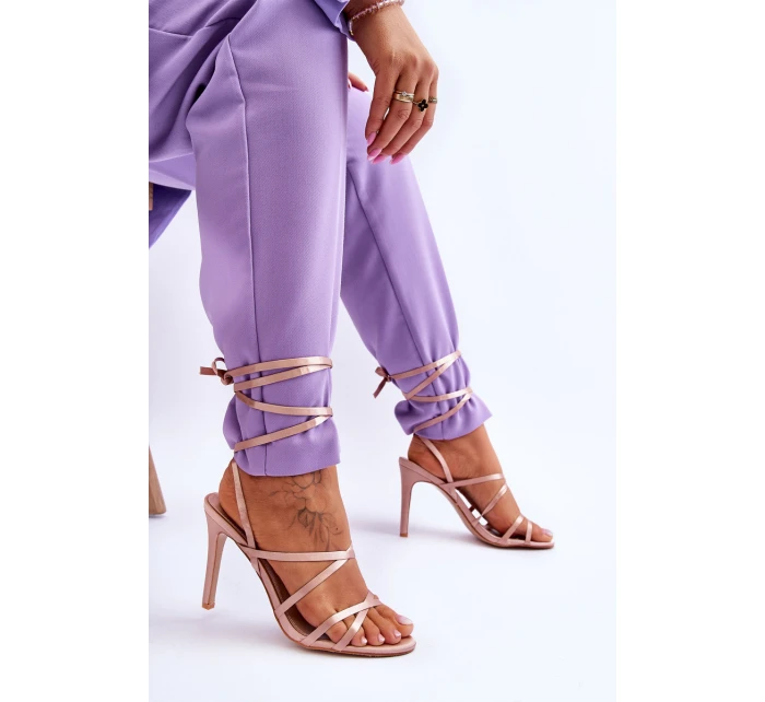 Dámské Sandály Vázané Na Vysokém Podpatku Béžove model 21619394 - Boto Dámské Sandály Vázané Na Vysokém Podpatku Béžove model 21619394 - Boto