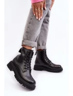 Botky Kožené Šněrovací Černé Big Star model 21636893 - Big Star Shoes Botky Kožené Šněrovací Černé Big Star model 21636893 - Big Star Shoes