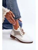model 21646163 Nízké Kožené Dámské Bílé Botky - Zazoo