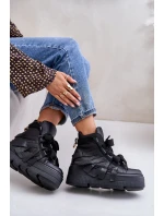 Kožené Dámské Sneakersy Na Masivní Platformě model 21673898 Černé - CheBello