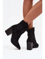Dámské kožené boty na podpatku v stylu kovbojky černé model 21714314 - Boto