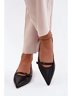 Kožené sandály na nízkém podpatku Maciejka K7449-01 Černé