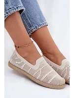 Dámské síťované espadrilles z textilu světle béžové Candessa Dámské síťované espadrilles z textilu světle béžové Candessa