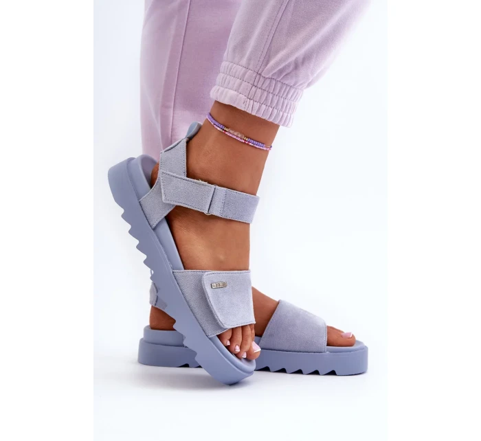 Dámské semišové sandály na platformě Big Star modrá Dámské semišové sandály na platformě Big Star modrá