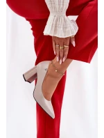 Elegantní dámské lodičky na širokém podpatku Vinceza – šedé