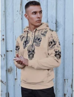 Pánská mikina s kapucí béžová Dstreet BX5842