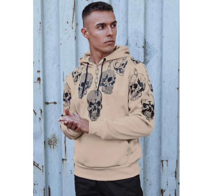 Pánská mikina s kapucí béžová Dstreet BX5842