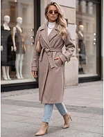 Dlouhý dámský kabát s vázáním v pase, Fango FashionStreet NY0810 Dlouhý dámský kabát s vázáním v pase, Fango FashionStreet NY0810