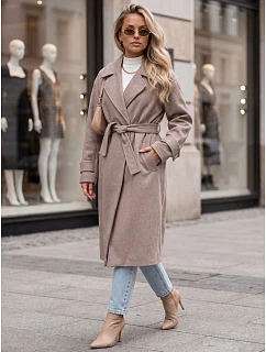 Dlouhý dámský kabát s vázáním v pase, Fango FashionStreet NY0810