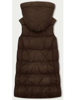 Hnědá dámská vesta s kapucí (B8176-14)