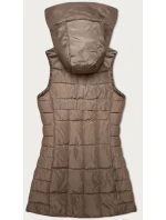 Tmavě béžová dámská vesta s kapucí model 21339612 - S'WEST Tmavě béžová dámská vesta s kapucí model 21339612 - S'WEST