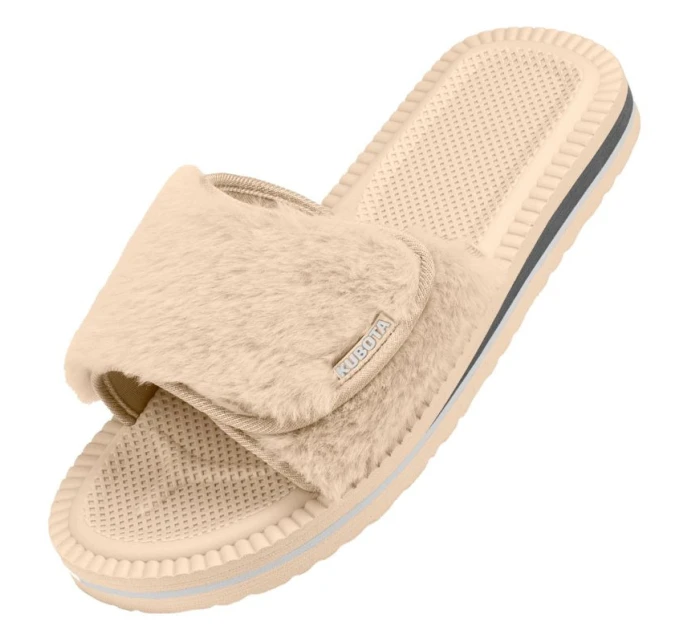 Cubota žabky na suchý zip s kožešinou béžové K24AW-100-001-03-1 Cubota žabky na suchý zip s kožešinou béžové K24AW-100-001-03-1