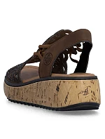 Hnědé dámské sandály na platformě Rieker V1765-24