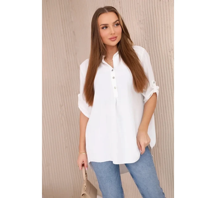 Halenka s prodlouženým zadním dílem bílý