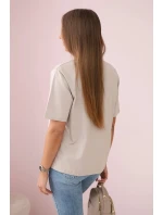 Bavlněná halenka s potiskem srdce béžový Bavlněná halenka s potiskem srdce béžový