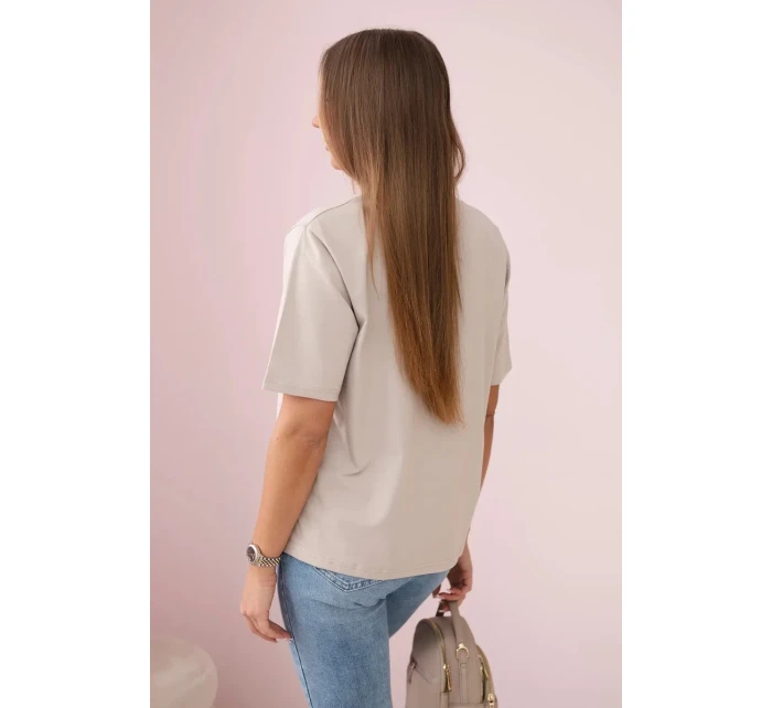 Bavlněná halenka s potiskem srdce béžový Bavlněná halenka s potiskem srdce béžový